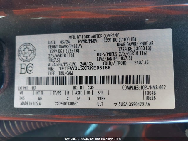 Ford F150 Xlt 2024 1FTFW3L5XRKE05186 Image 9
