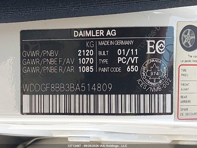 Продажа на аукционе авто 2011 Mercedes-benz C 300 4matic, vin: WDDGF8BB3BA514809, номер лота: 12712467