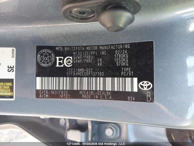 Toyota COROLLA LE 2024 5YFB4MDE0RP137193 Image 9