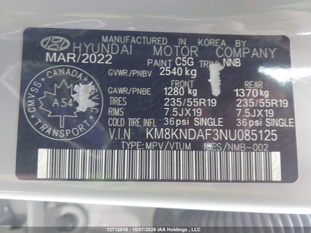 Продажа на аукционе авто 2022 Hyundai Ioniq 5 Sel, vin: KM8KNDAF3NU085125, номер лота: 12712516