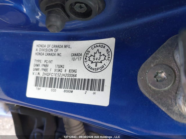 Продажа на аукционе авто 2018 Honda Civic Si Si, vin: 2HGFC1E52JH200064, номер лота: 12712543