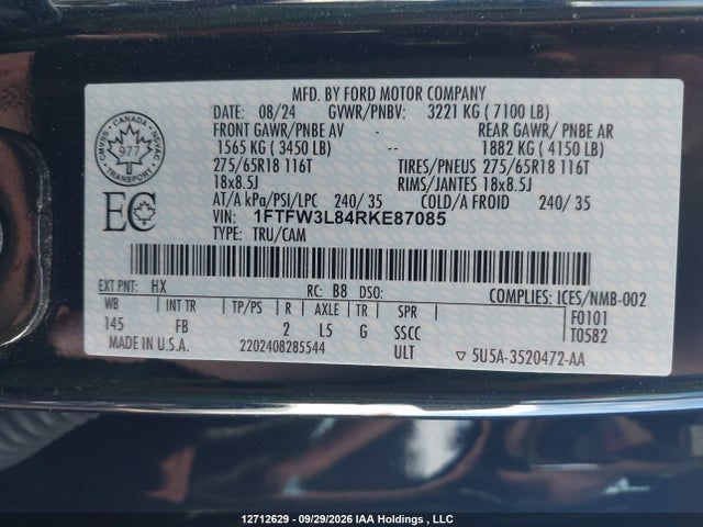 Ford F-150 Xlt 2024 1FTFW3L84RKE87085 Image 9