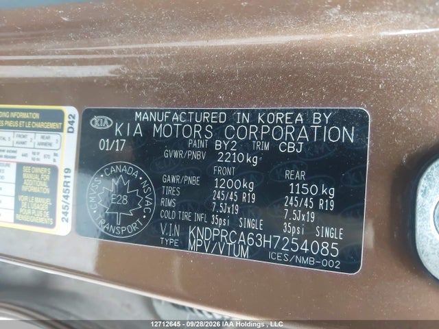 Auction sale of the 2017 Kia Sportage, vin: KNDPRCA63H7254085, lot number: 12712645