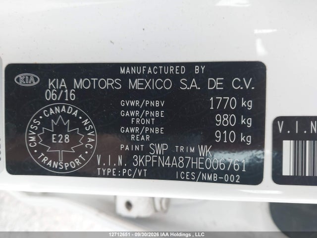 2017 Kia Forte Ex/ex Luxury/ex+/sx მანქანა იყიდება აუქციონზე, vin: 3KPFN4A87HE006761, აუქციონის ნომერი: 12712651