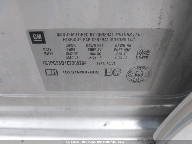 Chevrolet CRUZE LT 2014 1G1PC5SB1E7388204 Image 20