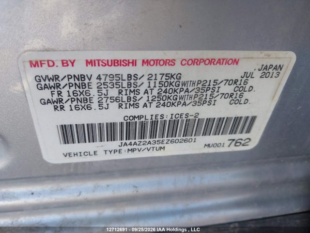 JA4AZ2A35EZ602601 Mitsubishi Outlander