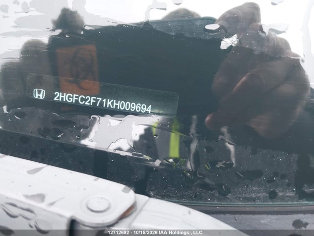 Auction sale of the 2019 Honda Civic Ex, vin: 2HGFC2F71KH009694, lot number: 12712692