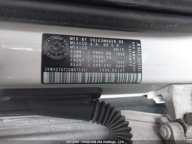 Продажа на аукционе авто 2013 Volkswagen Beetle 2.0t Fender Edition/2.0t Turbo/r-line, vin: 3VWVS7AT2DM675981, номер лота: 12712703