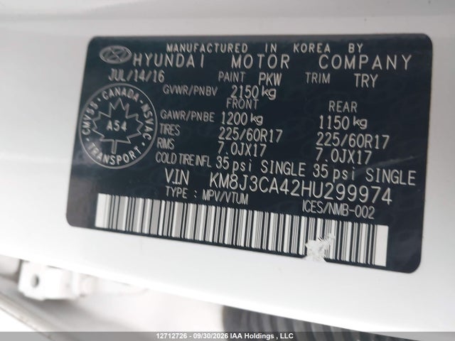 Hyundai Tucson Premium 2017 KM8J3CA42HU299974 Image 9