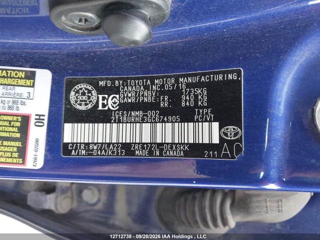 Toyota Corolla S 2016 2T1BURHE3GC674905 Image 9