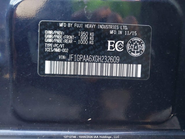 Subaru Impreza 2.0i 2016 JF1GPAA6XGH232609 Image 20