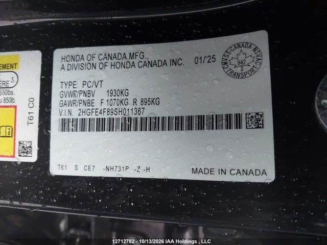 Honda Civic 2025 2HGFE4F89SH011367 Image 17