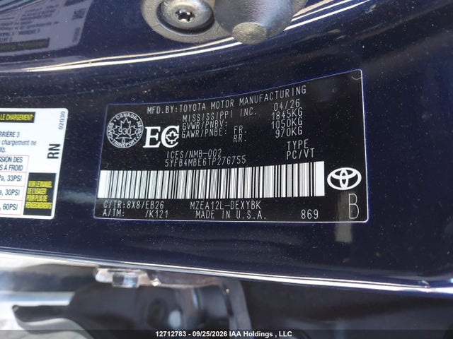 Продаж на аукціоні авто 2026 Toyota Corolla Xse Cvt, vin: 5YFB4MBE6TP276755, номер лоту: 12712783