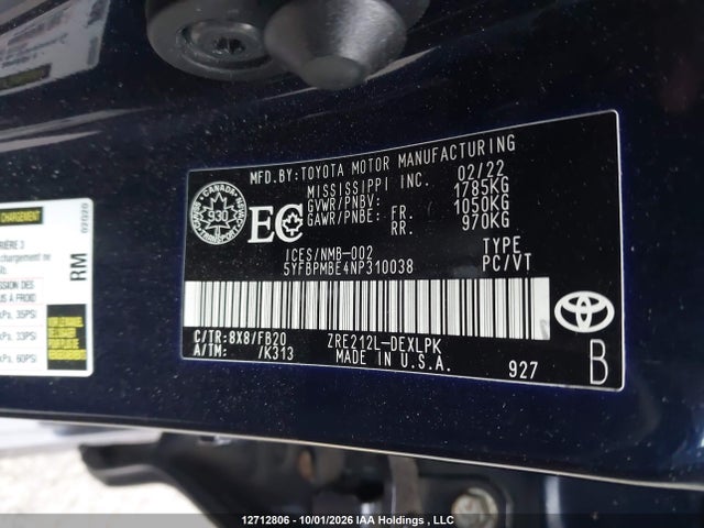 Toyota COROLLA LE 2022 5YFBPMBE4NP310038 Image 18