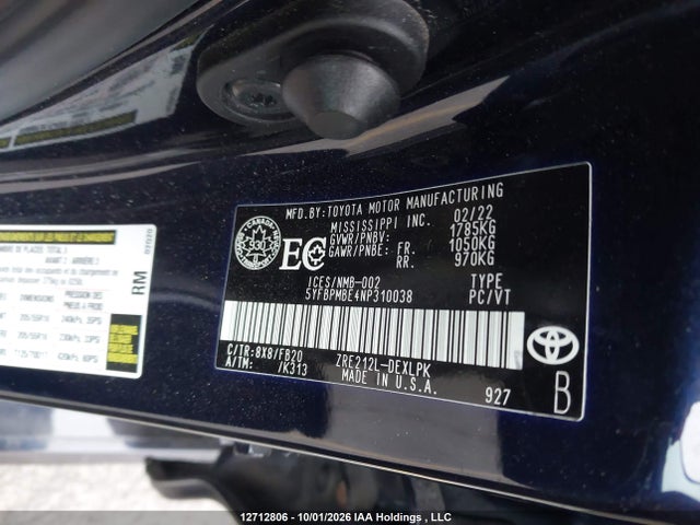 Toyota COROLLA LE 2022 5YFBPMBE4NP310038 Image 9