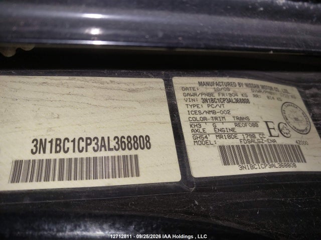 Aukcja sprzedaży 2010 Nissan Versa 1.8sl, vin: 3N1BC1CP3AL368808, numer aukcji: 12712811