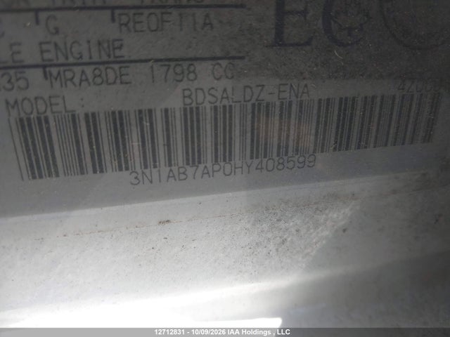 3N1AB7AP0HY408599 Nissan Sentra 1.8 S/1.8 Sl/1.8 Sv