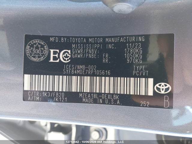 Toyota COROLLA LE 2024 5YFB4MDE7RP105616 Image 9