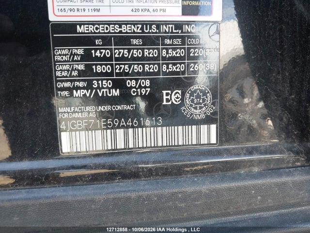 Продажа на аукционе авто 2009 Mercedes-benz Gl-class 4.6l, vin: 4JGBF71E59A461613, номер лота: 12712858