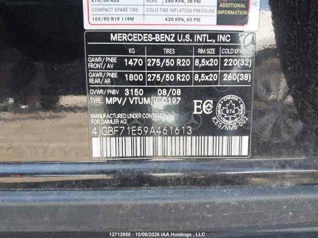 Продажа на аукционе авто 2009 Mercedes-benz Gl-class 4.6l, vin: 4JGBF71E59A461613, номер лота: 12712858