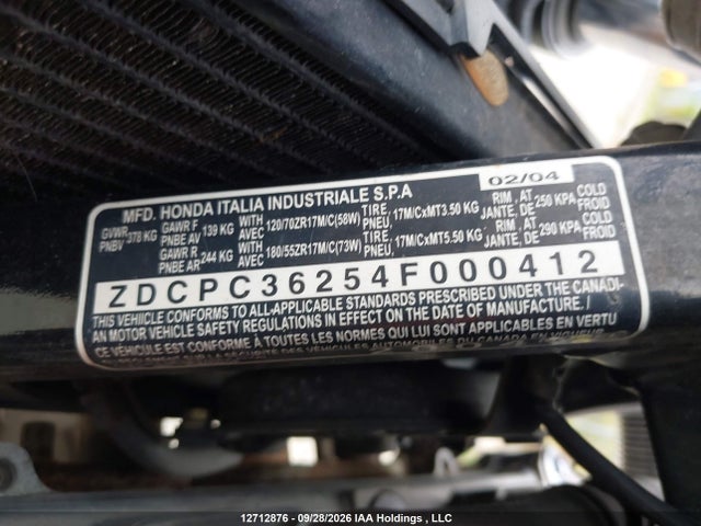 Aukcja sprzedaży 2004 Honda Cb600 F, vin: ZDCPC36254F000412, numer aukcji: 12712876