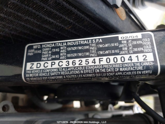 Aukcja sprzedaży 2004 Honda Cb600 F, vin: ZDCPC36254F000412, numer aukcji: 12712876