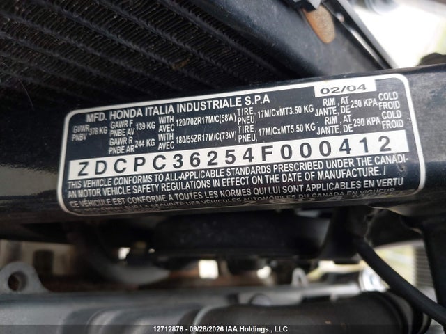 Aukcja sprzedaży 2004 Honda Cb600 F, vin: ZDCPC36254F000412, numer aukcji: 12712876