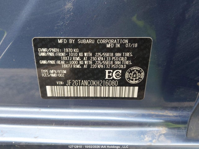 Subaru Crosstrek 2019 JF2GTANC0KH216080 Image 9