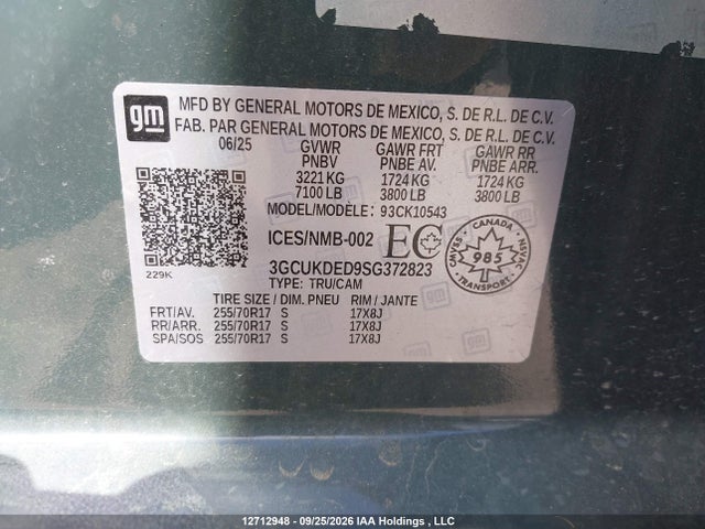 Chevrolet Silverado K1500 Lt 2025 3GCUKDED9SG372823 Image 9
