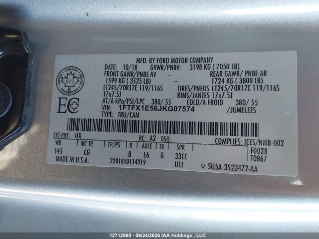 Ford F150 Super Cab 2018 1FTFX1E56JKG07574 Image 9
