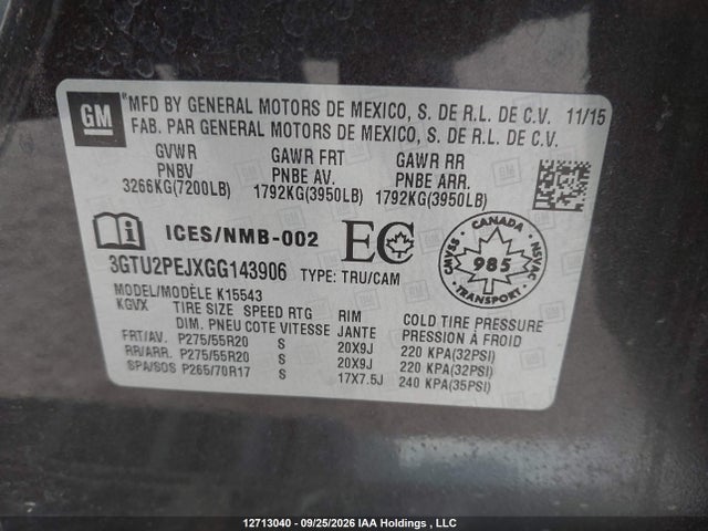 3GTU2PEJXGG143906 GMC Sierra K1500 Denali