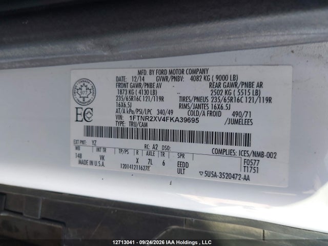 Продажа на аукционе авто 2015 Ford Transit T-250, vin: 1FTNR2XV4FKA39695, номер лота: 12713041