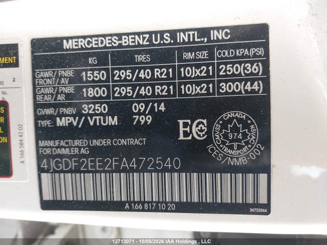 Aukcja sprzedaży 2015 Mercedes-benz Gl 350 Bluetec 4matic, vin: 4JGDF2EE2FA472540, numer aukcji: 12713071