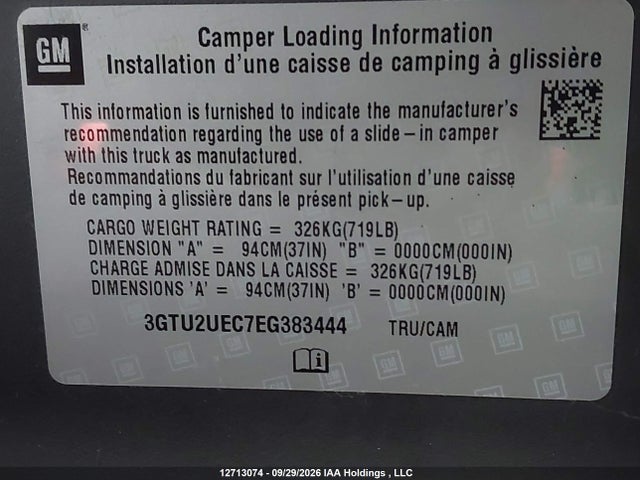 2014 Gmc Sierra K1500 Sle მანქანა იყიდება აუქციონზე, vin: 3GTU2UEC7EG383444, აუქციონის ნომერი: 12713074