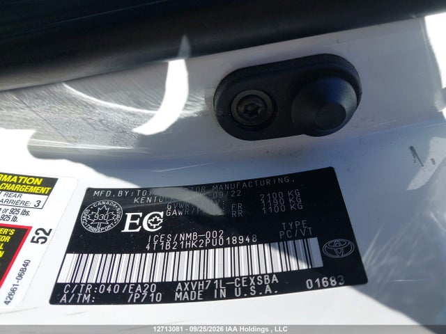 2023 Toyota Camry Hybrid Se მანქანა იყიდება აუქციონზე, vin: 4T1B21HK2PU018948, აუქციონის ნომერი: 12713081