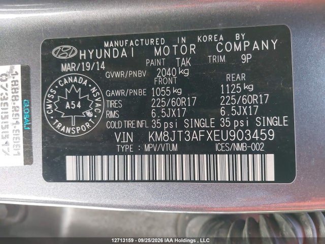 Hyundai Tucson Gl 2014 KM8JT3AFXEU903459 Image 9