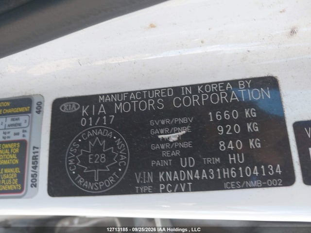 12713185 :رقم المزاد ، KNADN4A31H6104134 vin ، 2017 Kia Rio Ex Special Edition/ex+ W/sunroof/lx/lx+/sx/sx W/navigation مزاد بيع