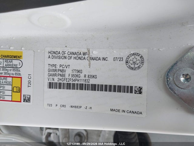 Honda Civic 2023 2HGFE2F54PH111832 Image 18