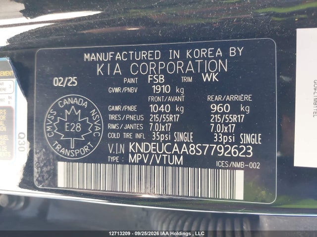 Продаж на аукціоні авто 2025 Kia Seltos S, vin: KNDEUCAA8S7792623, номер лоту: 12713209