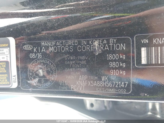 2017 Kia Forte Ex მანქანა იყიდება აუქციონზე, vin: KNAFX5A88H5672147, აუქციონის ნომერი: 12713247