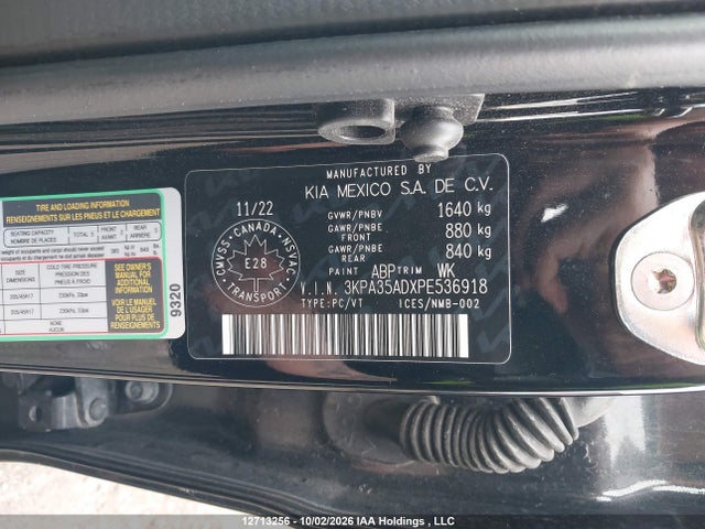 Aukcja sprzedaży 2023 Kia Rio, vin: 3KPA35ADXPE536918, numer aukcji: 12713256