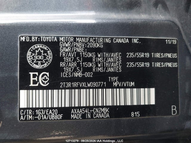 2T3R1RFVXLW090771 Toyota Rav4 Xle/xle Premium