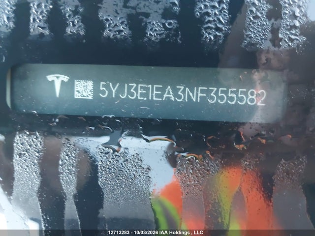 12713283 :رقم المزاد ، 5YJ3E1EA3NF355582 vin ، 2022 Tesla Model 3 مزاد بيع