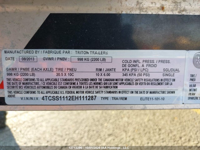 Triton Trailer 2014 4TCSS1112EH111287 Image 12
