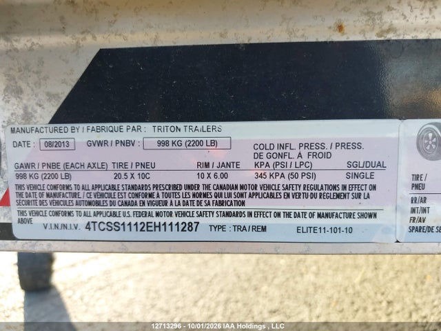 Triton Trailer 2014 4TCSS1112EH111287 Image 9