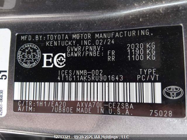 Продажа на аукционе авто 2024 Toyota Camry Se Night Shade/se, vin: 4T1G11AK5RU901643, номер лота: 12713321