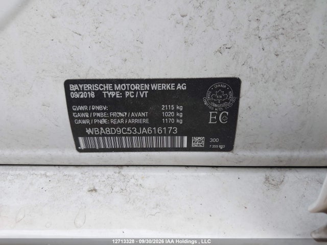 12713328 :رقم المزاد ، WBA8D9C53JA616173 vin ، 2018 Bmw 330 Xi مزاد بيع
