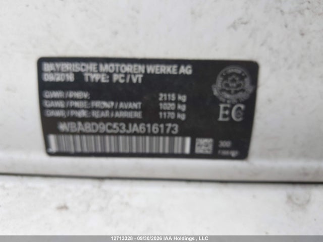 12713328 :رقم المزاد ، WBA8D9C53JA616173 vin ، 2018 Bmw 330 Xi مزاد بيع
