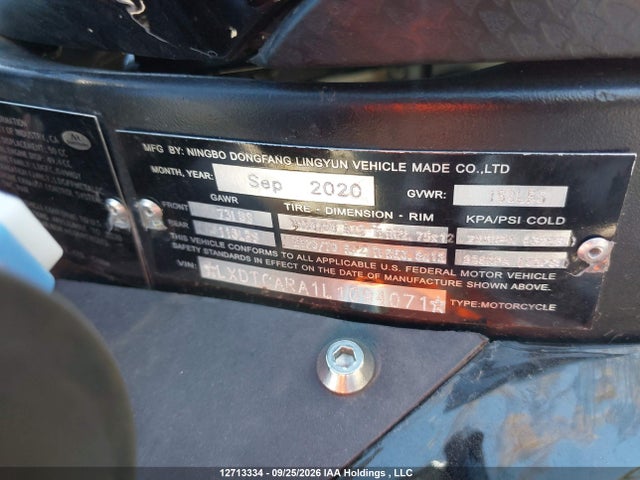 Продажа на аукционе авто 2021 Motocycle Dongfang, vin: LXDTCARA1L1094071, номер лота: 12713334