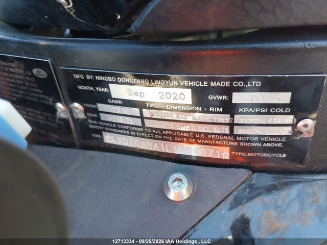 Продажа на аукционе авто 2021 Motocycle Dongfang, vin: LXDTCARA1L1094071, номер лота: 12713334